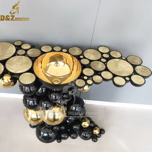 stainless steel balls art sculpture coffee table for home decoration DZM 883 (1)
