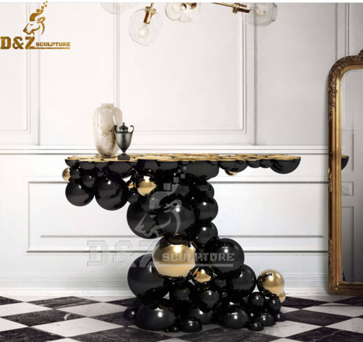 stainless steel balls art sculpture coffee table for home decoration DZM 883 (3)