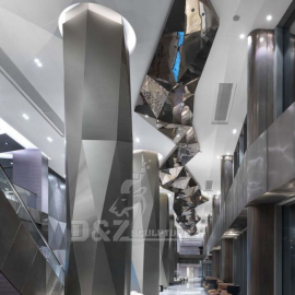 stainless steel large pillar sculpture for shopping mall decoration DZM 885