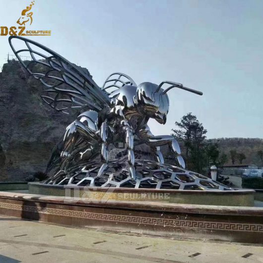 stainless steel outdoor ant sculpture and design with wings hhigh polished to mirror finishing DZM 870