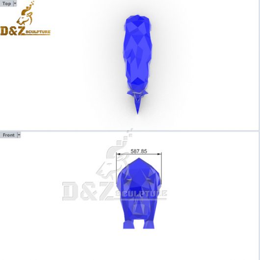 DIY geometric paper animal sculpture blue bull sculpture for sale DZM 951 (3)