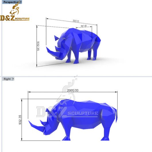 DIY geometric paper animal sculpture blue bull sculpture for sale DZM 951