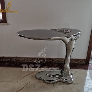 Metal mid century round modern coffee table stainless steel mirror surface DZM 942 (2)