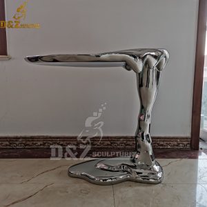 Metal mid century round modern coffee table stainless steel mirror surface DZM 942 (4)