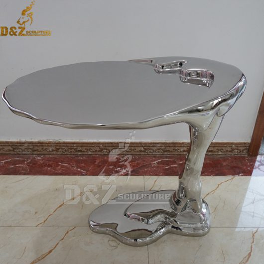 Metal mid century round modern coffee table stainless steel mirror surface DZM 942 (5)