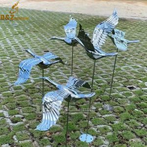 art modern animal sculpture stainless steel life size mirror finishing bird sculpture DZM 894 (2)
