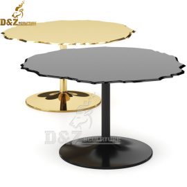 gold and back round metal patio table coffee table stainless steel round table for hotel decor DZM 948
