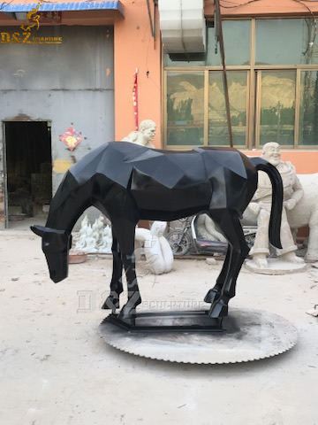 life size modern stainless steel geometric horse sculpture for garden decoration DZM 922 (1)