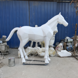 life size modern stainless steel geometric horse sculpture for garden decoration DZM 922 (2)
