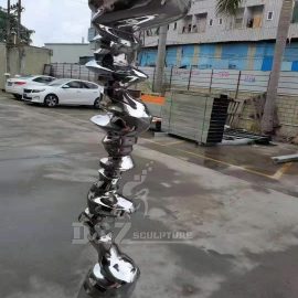 stainless steel abstract tornado shape sculpture art mirror finishing for garden decoration DZM937 (1)