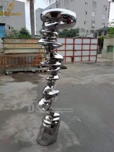 stainless steel abstract tornado shape sculpture art mirror finishing for garden decoration DZM937 (3)