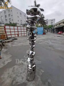 stainless steel abstract tornado shape sculpture art mirror finishing for garden decoration DZM937 (3)