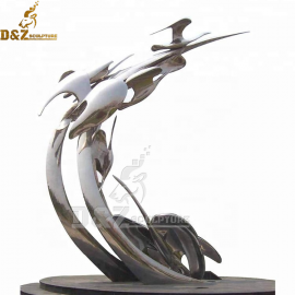 stainless steel art deco seagull sculpture mirror finishing for garden decoration DZM 938