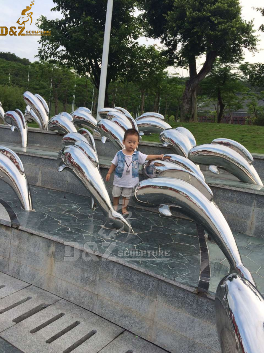 stainless steel art modern fish life size for water pool decorrtion DZM 891 (1)