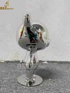 stainless steel art panda table sculpture mirror finishing art sculpture DZM 898 (1)