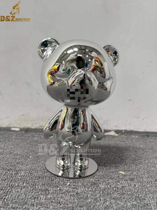 stainless steel art panda table sculpture mirror finishing art sculpture DZM 898 (3)