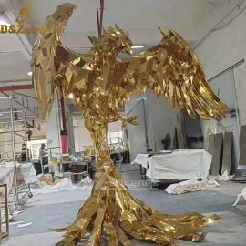 stainless steel gold metal phoenix sculpture for home decoration DZM 936