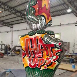 stainless steel sculpture art modern fist sculpture colorful painting for decoration DZM 901