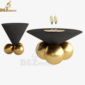 Combination of cone and sphere stainless steel coffee table set for hotel decor DZM 972