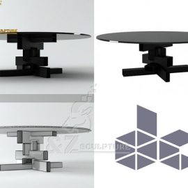 Full of technology, building block table legs and transparent glass table top DZM 973