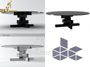 Full of technology, building block table legs and transparent glass table top DZM 973