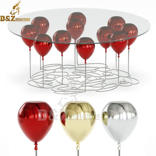 abstract modern metal and glass balloon table legs table for sale 970