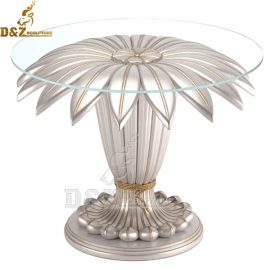 best modern glass top coffee table sculpture palm tree table legs DZM 969