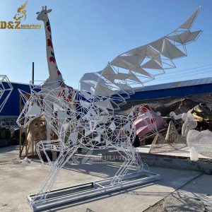 flying horse metal wire geometric design sculpture for outdoor garden sculpture DZM 974