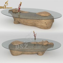 modern stone coffee table unique design stainless steel art table DZM 968