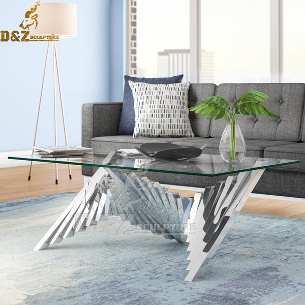 stainless steel Z design table legs with rectangle glass top coffee table DZM 984