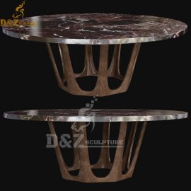 stainless steel and marble combine coffee round table for 4 DZM 955