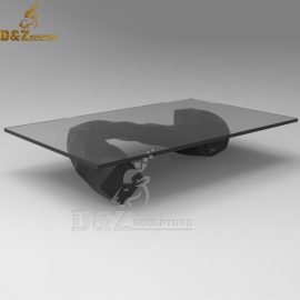 stainless steel geometric 'S' design table leg with the glass table top DZM 996