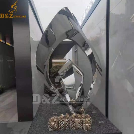 stainless steel mirror finishing abstract diamond sprout shape sculpture DZM 960 (2)
