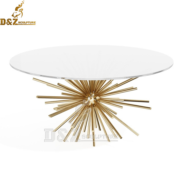 stainless steel round glass top coffee table sculpture for hotel decor DZM 981