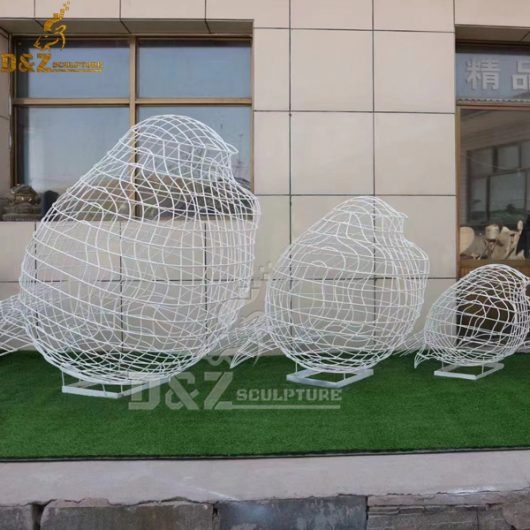 3D wire mesh animal sculptures stainless steel white mesh sculpture DZM 1038 (2)