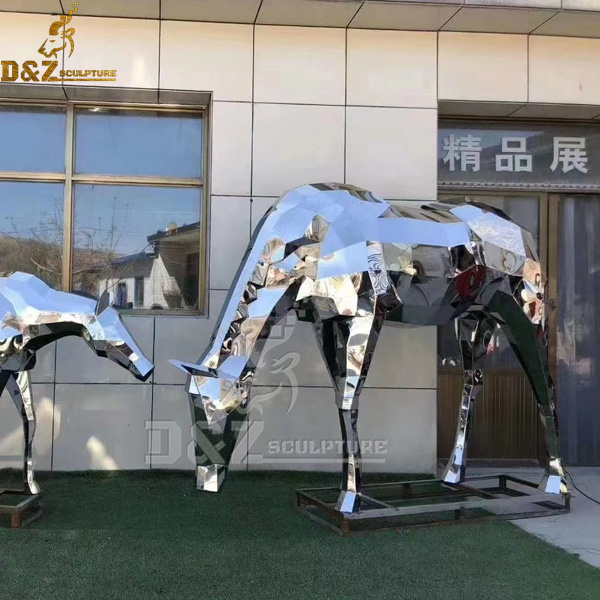 life size geometric deer sculpture for garden decoration stainless steel mirror finishing DZM 1035 (2)