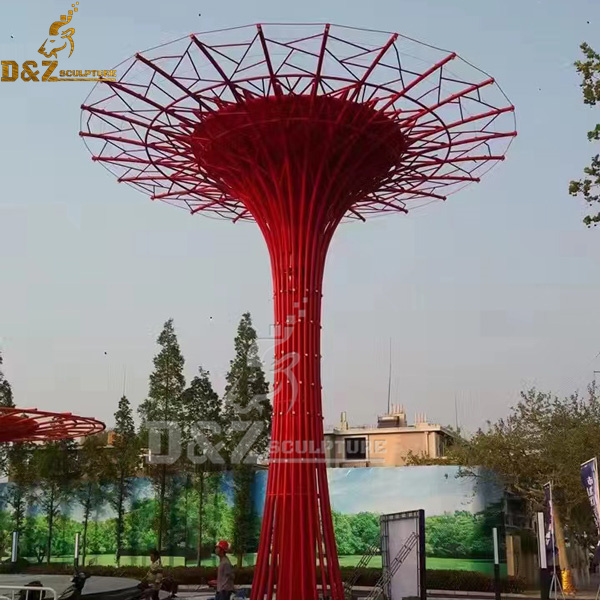 metal red sculpture wire mesh garden sculptures with light for park DZM 1033 (2)