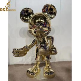 mickey mouse metal sculpture stainless steel gold plated sculpture DZM 1051