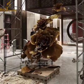 outdoor metal 3D abstract large flower sculpture for garden decoration DZM 1062