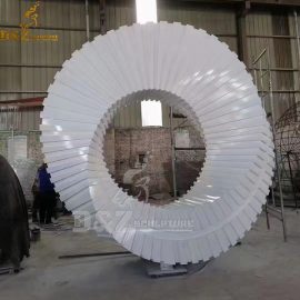 stainless steel 3D white metal circle sculpture for home decoration DZM 1023