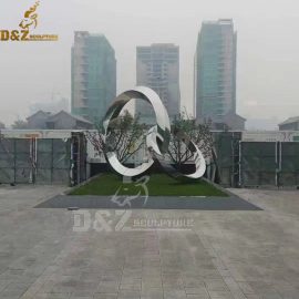 stainless steel abstract art circle sculpture mirror finishing for garden DZM 1043