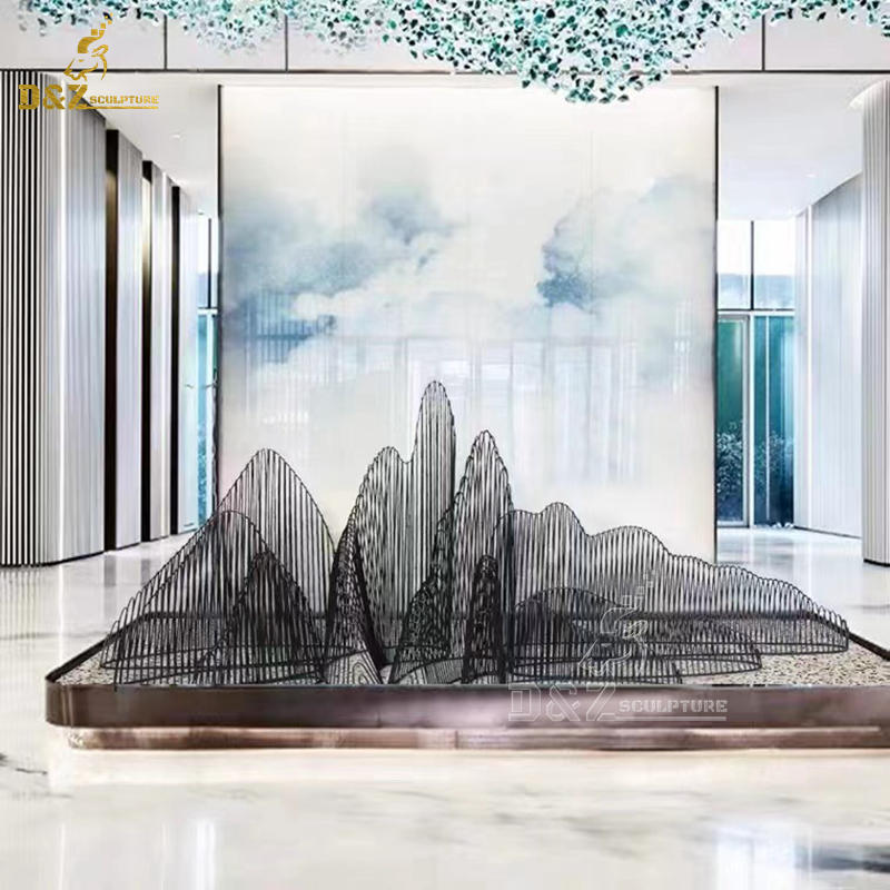 stainless steel abstract metal sculpture hollow out sculpture for sale DZM 1053 (1)