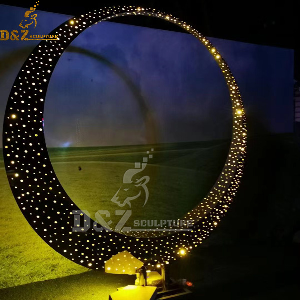 stainless steel circle with light sculpture for garden decoration DZM 1032 (2)