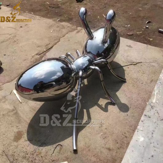 stainless steel mirror finishing ant metal sculpture for garden sale DZM 1028