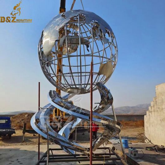 stainless steel modern metal globe garden sculpture for garden decoration DZM 1047