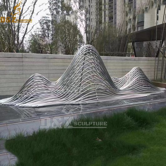 stainless steel wire abstract mountain sculpture for garden decoration DZM 1037