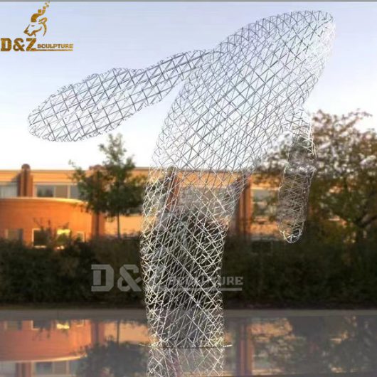 art modern metal gaint wire metal whale sculpture for garden decor DZM 1082