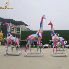 large metal garden giraffe sculptures modern art colorful giraffe sculpture DZM 1084 (1)