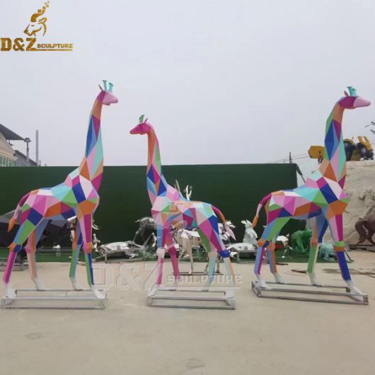 large metal garden giraffe sculptures modern art colorful giraffe sculpture DZM 1084 (2)