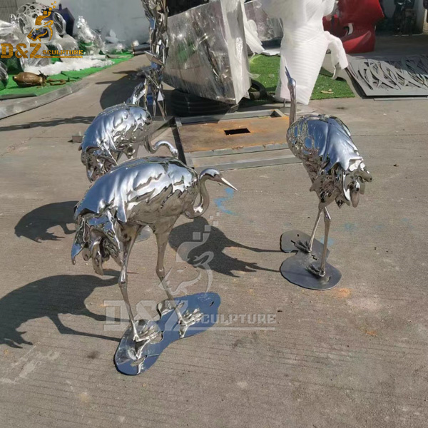 life size animal sculpture stainless steel mirror finish for garden decoration DZM 1077 (1)